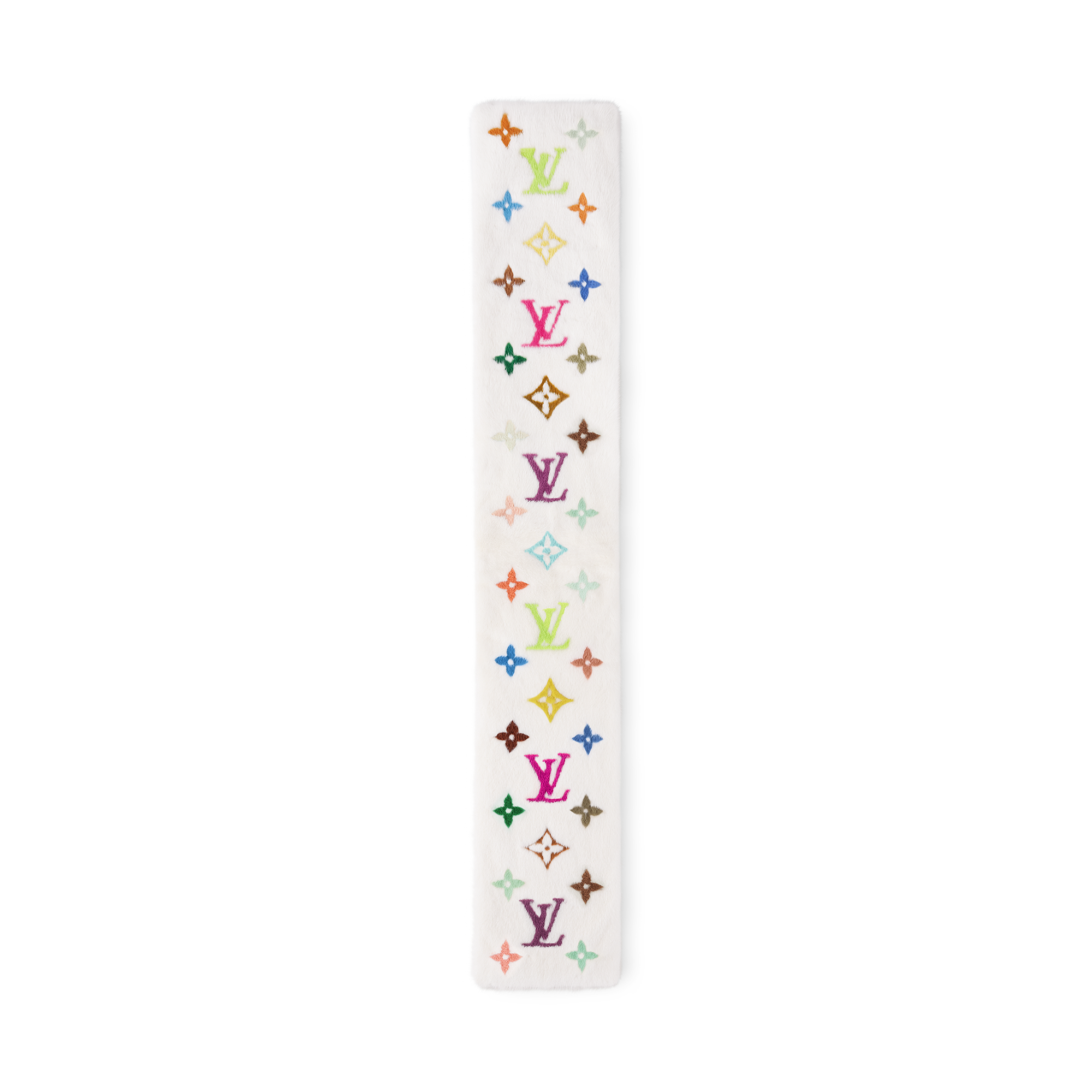LV x TM Monogram Multicoloured Mink Scarf - Luxury S00 White